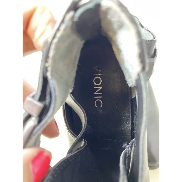 Vionic Womens Size 8 M Black Leather Zip Buckle Ankle Fashion Boots Bootie - Picture 8 of 9